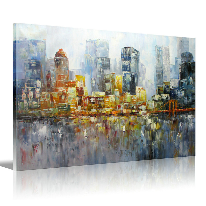 City New York Oil Painting On Canvas Wall Art For Living Room Bedroom Home Office Decorations - Canvas Artwork Dining Room Oversize